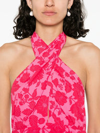 Halterneck Shirred Multicolour Dress