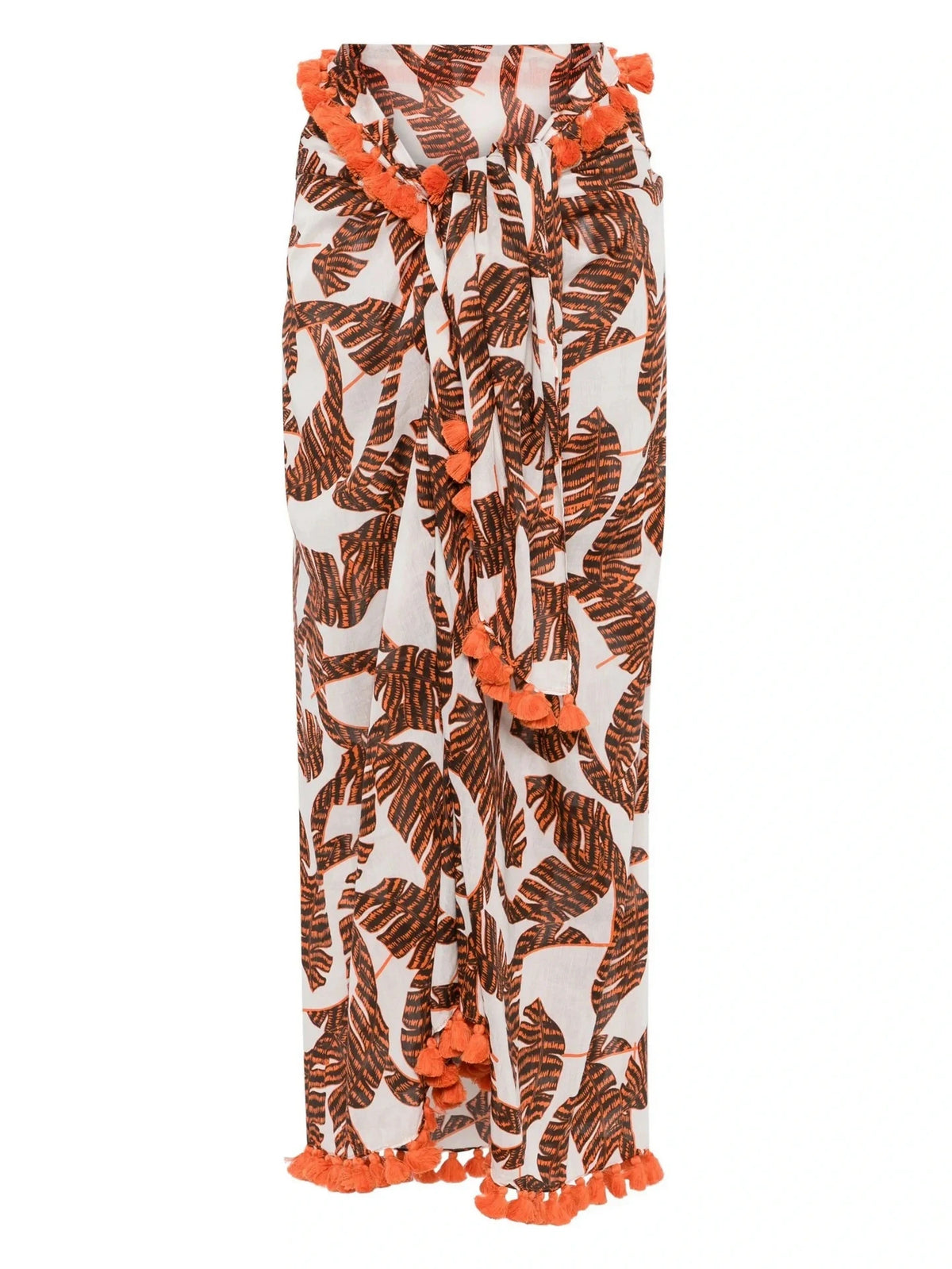 Leaf Print White Scarf