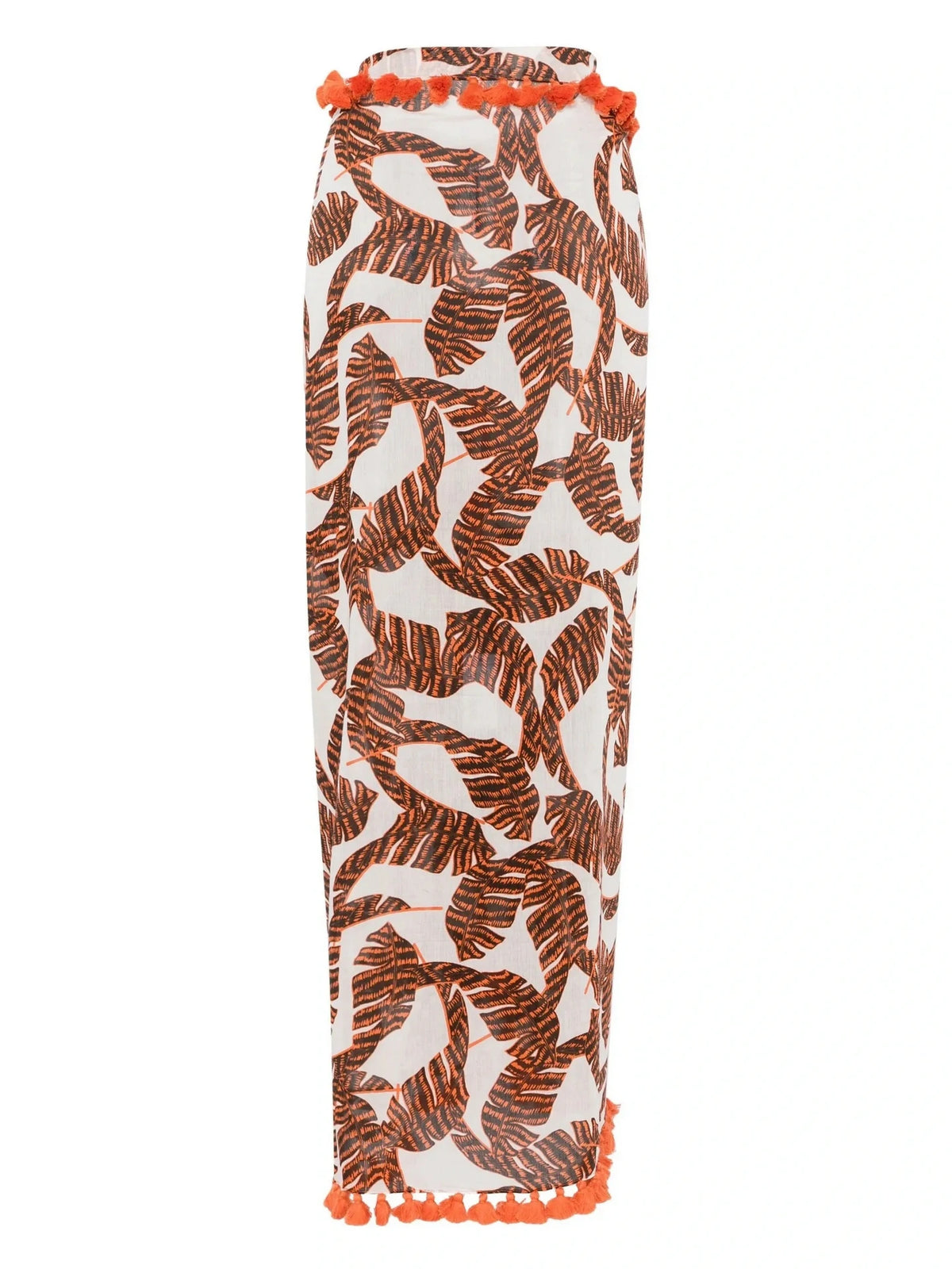 Leaf Print White Scarf