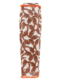 Leaf Print White Scarf