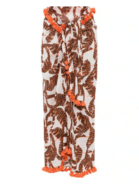 Leaf Print White Scarf