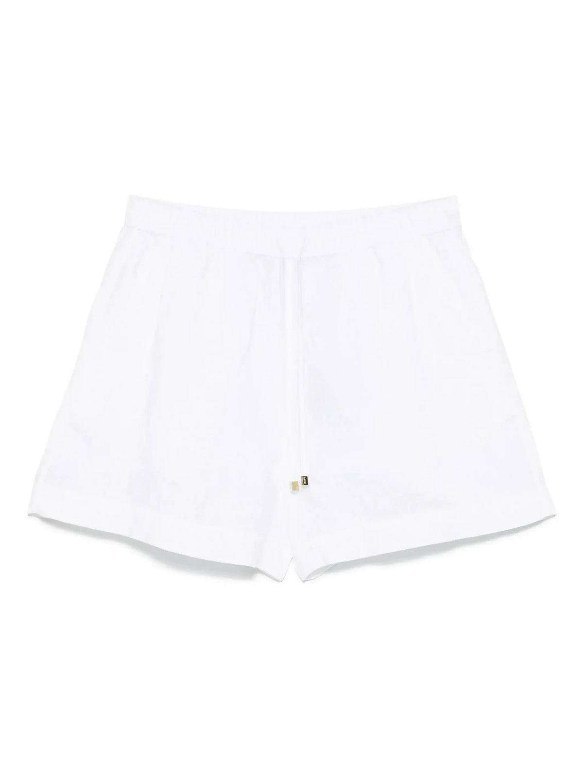 Drawstring White Linen Shorts