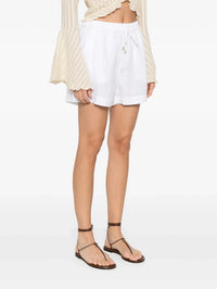 Drawstring White Linen Shorts