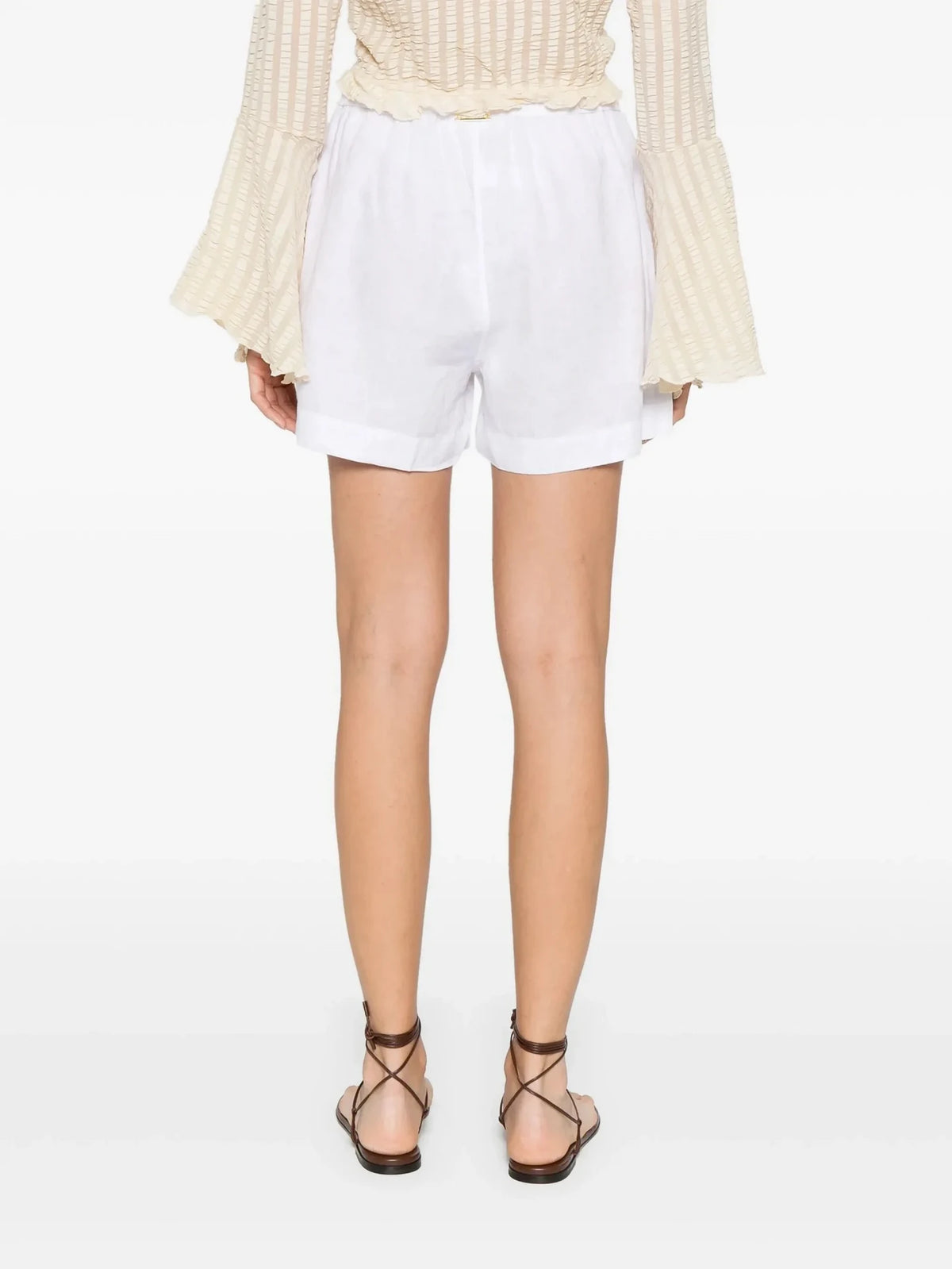 Drawstring White Linen Shorts
