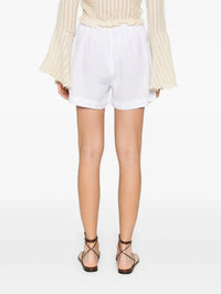 Drawstring White Linen Shorts