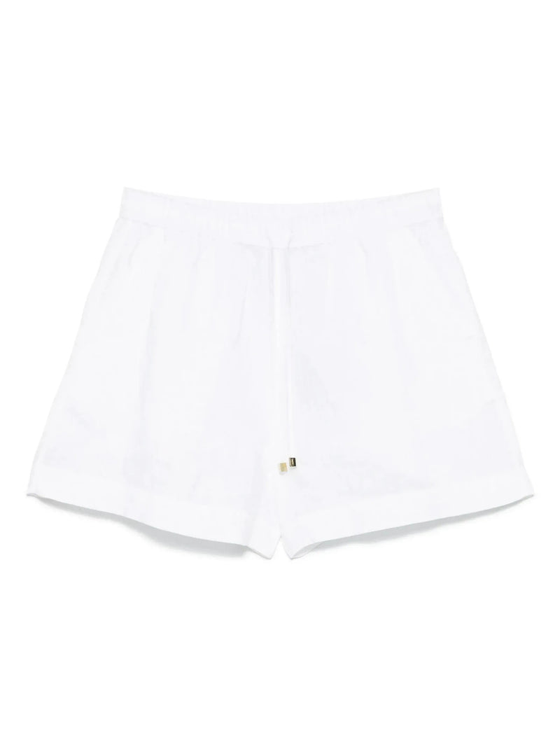 Drawstring White Linen Shorts