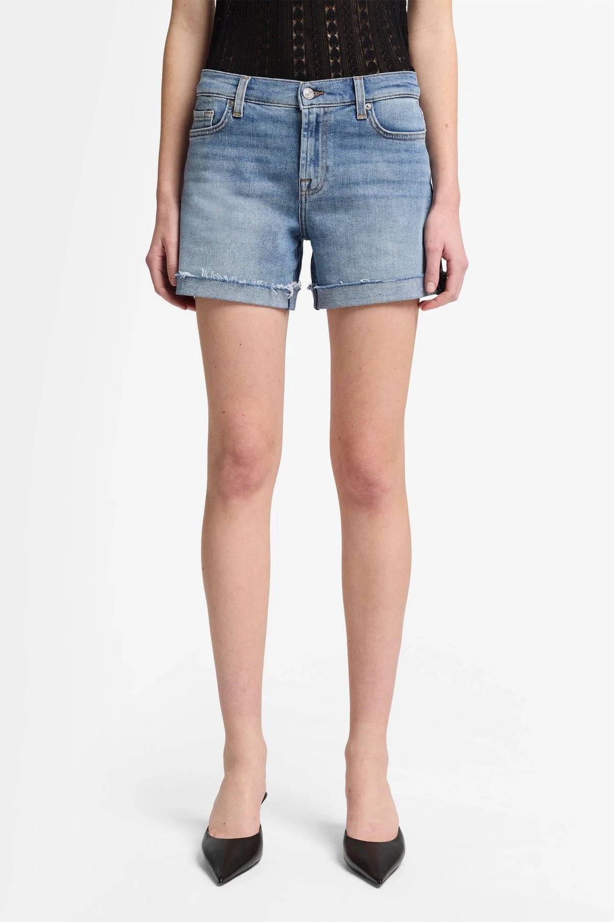 Mid Roll Fray Blue Shorts