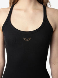 Fine-Ribbed Black Midi Dress