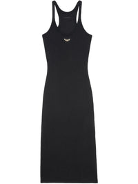 Fine-Ribbed Black Midi Dress