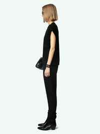 Cecilia Strass Black Tank Top