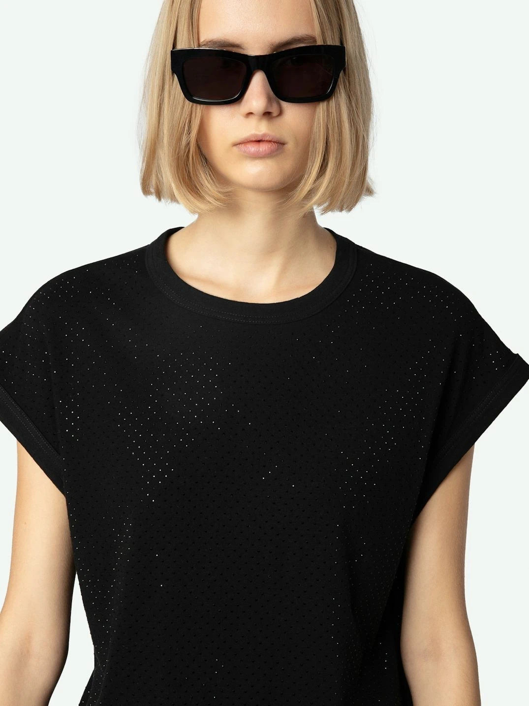 Cecilia Strass Black Tank Top