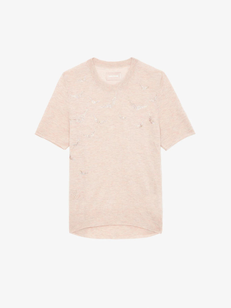 Diamante Wings Pink Sweater