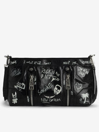 Graffiti Black Leather Bag