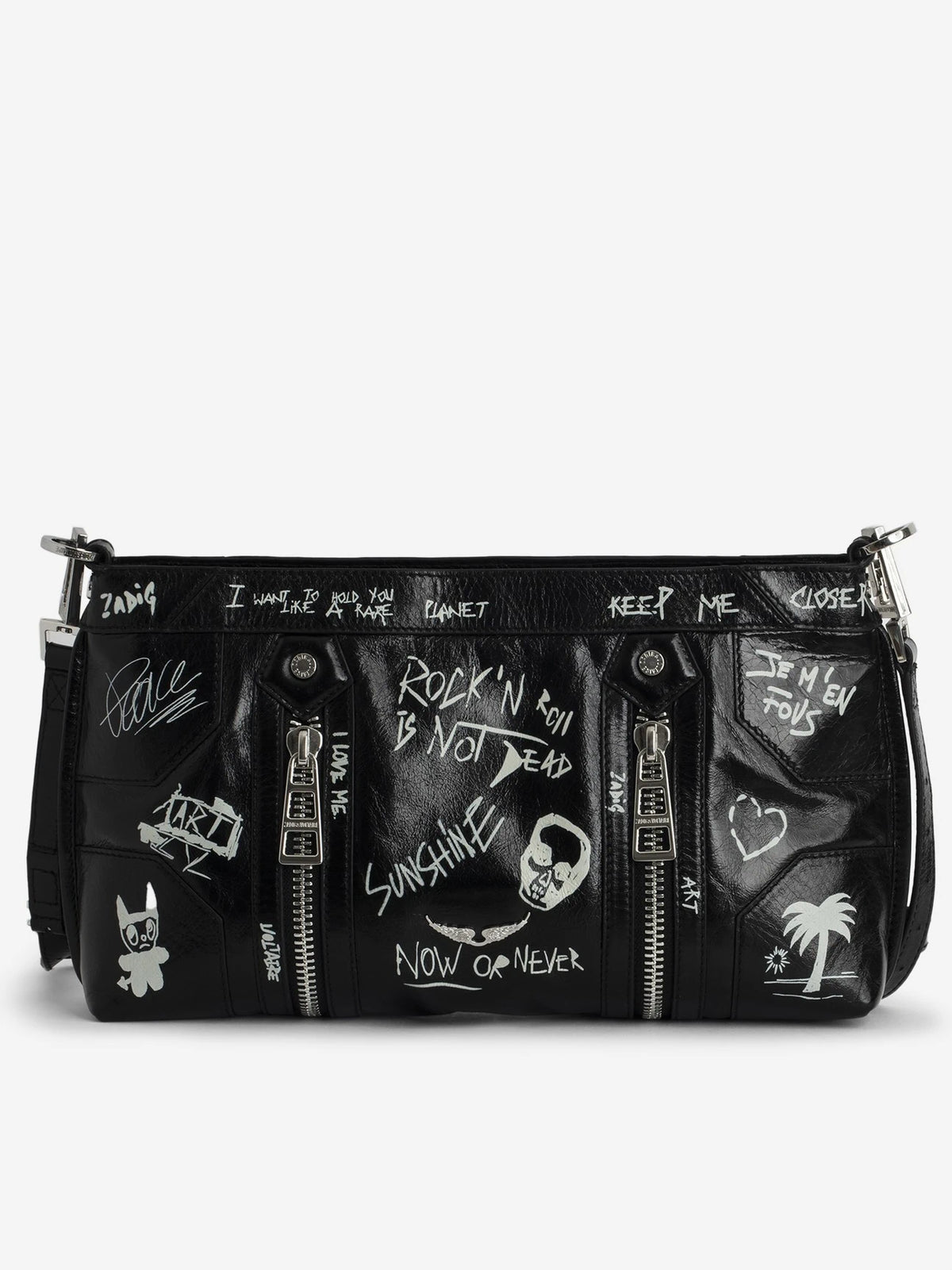 Graffiti Black Leather Bag
