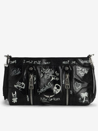 Graffiti Black Leather Bag