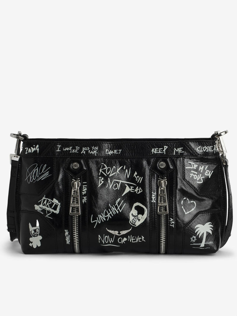 Graffiti Black Leather Bag