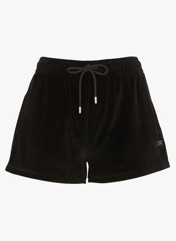 Straight Velvet Black Shorts