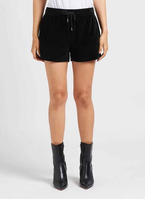 Straight Velvet Black Shorts
