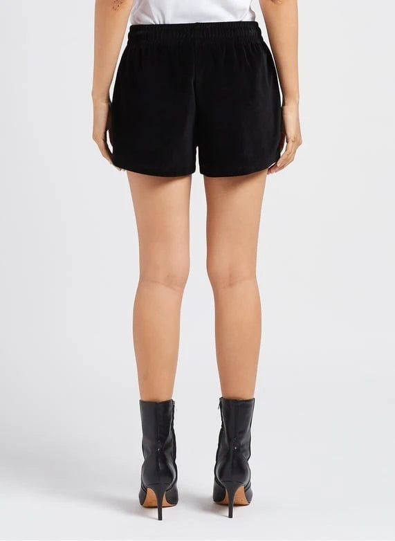 Straight Velvet Black Shorts