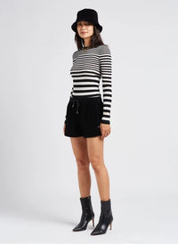 Straight Velvet Black Shorts