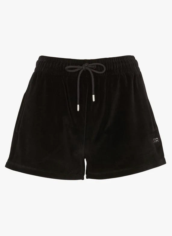 Straight Velvet Black Shorts