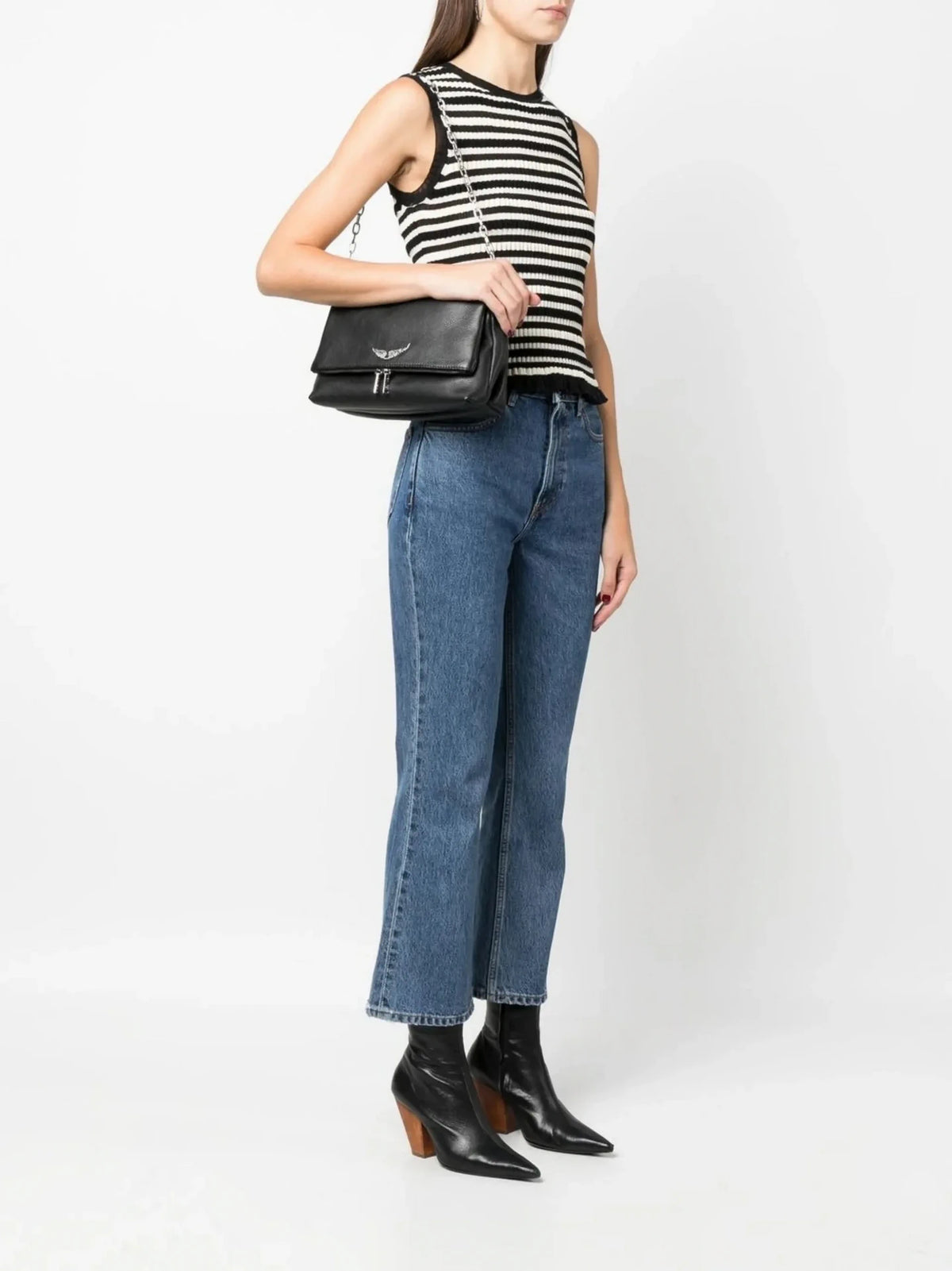 Logo Plaque Black Shoulder Bag