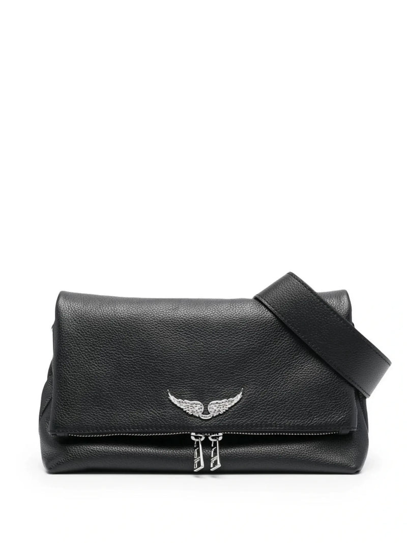 Logo Plaque Black Shoulder Bag