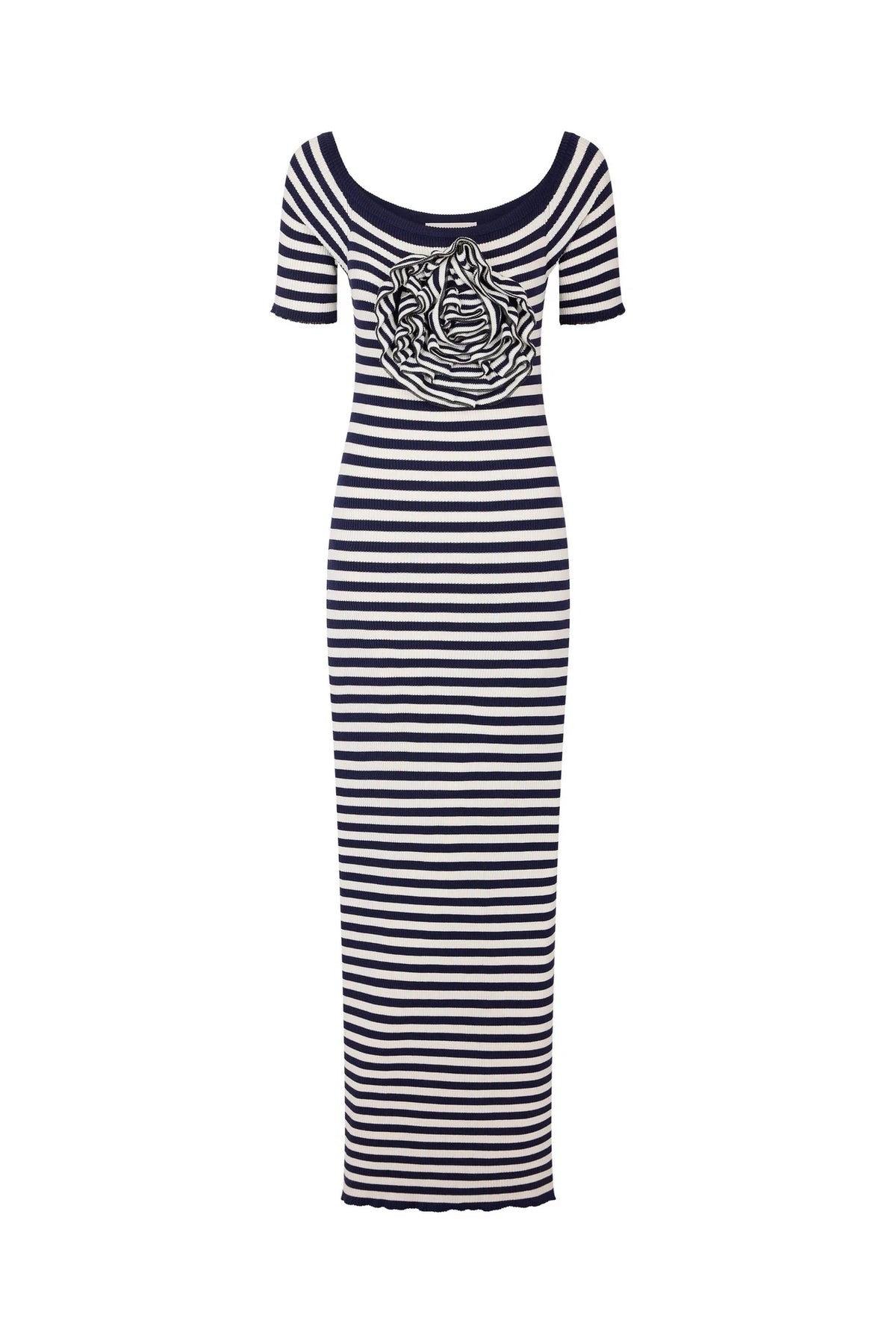 Striped Floral White/Blue Dress