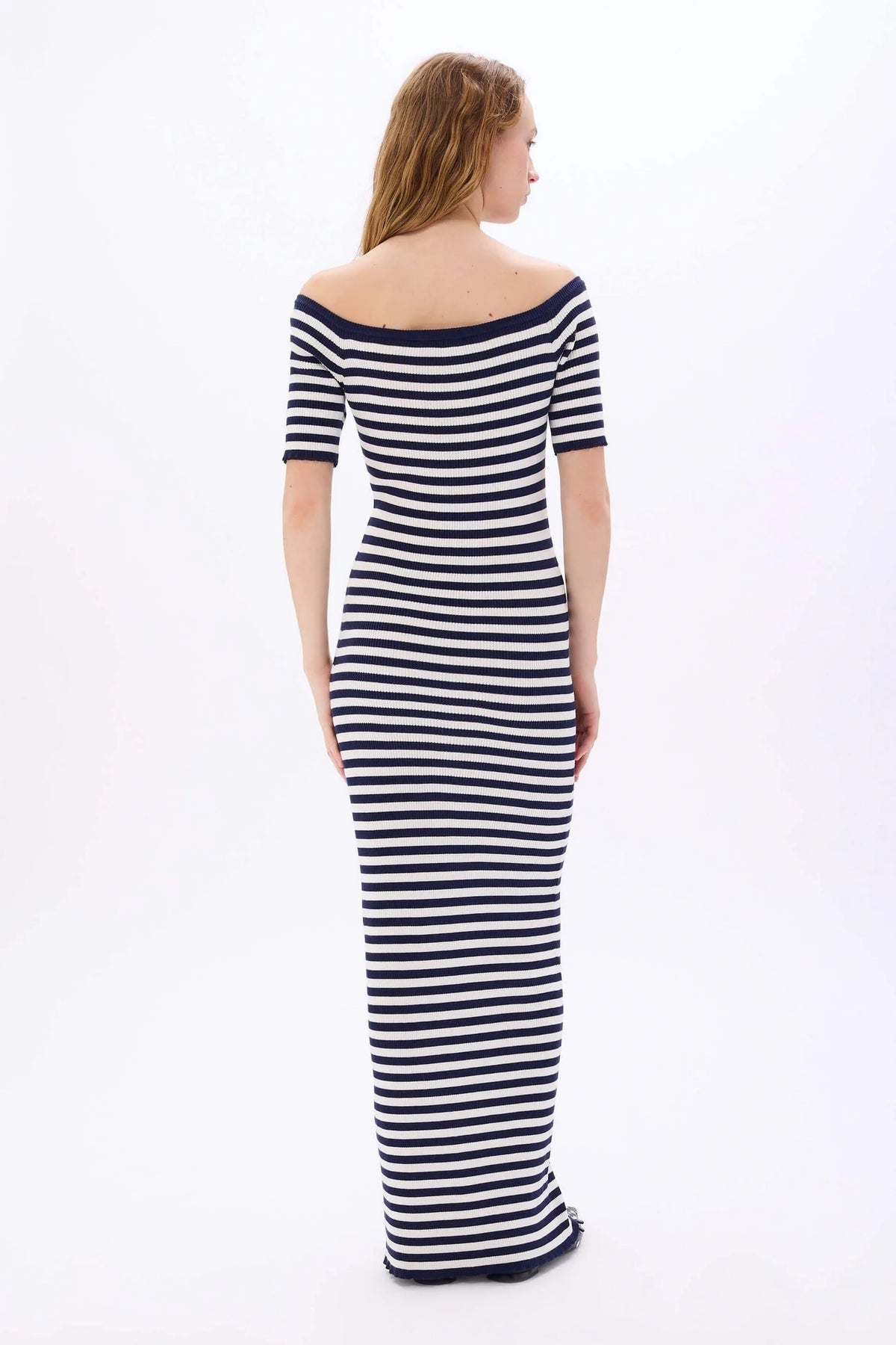 Striped Floral White/Blue Dress