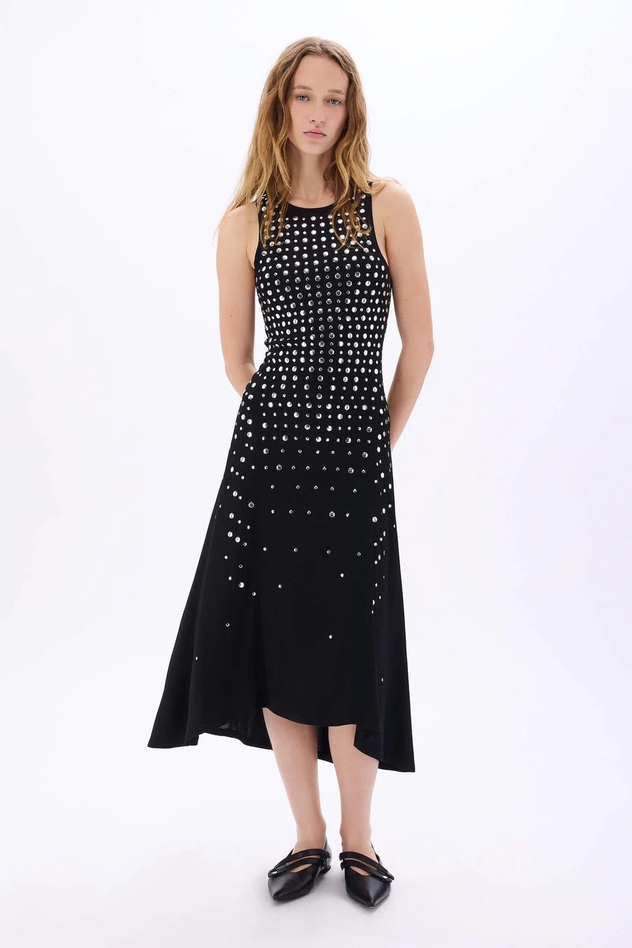 Asymmetrical Studded White Dress