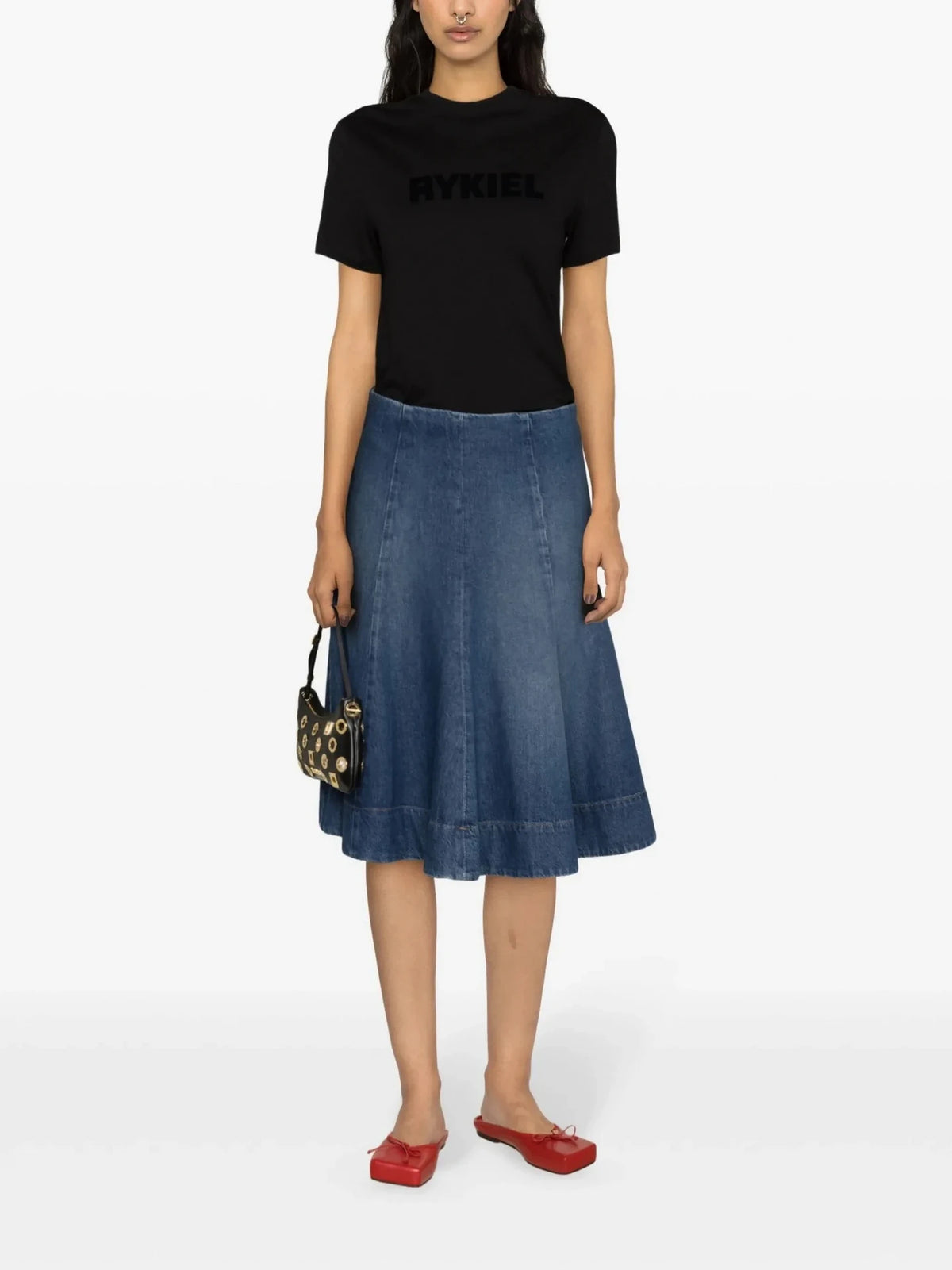 Flocked Logo Black T-Shirt