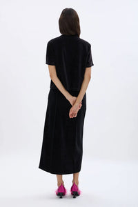 Cropped Velvet Rhinestone Black T-Shirt