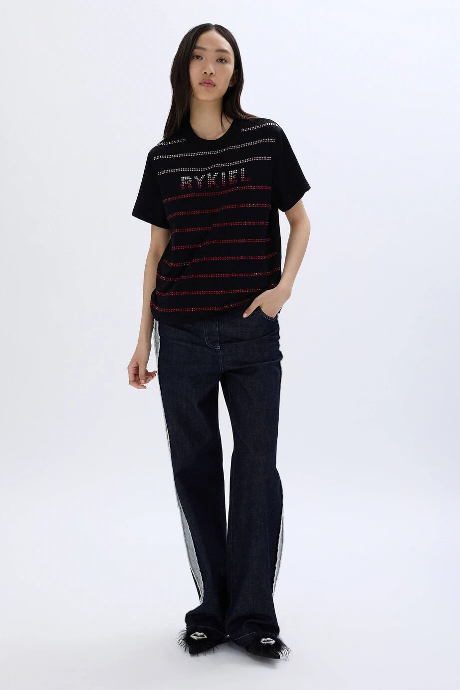 Rhinestone Black Tee-Shirt