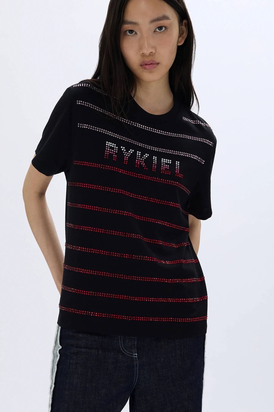 Rhinestone Black Tee-Shirt