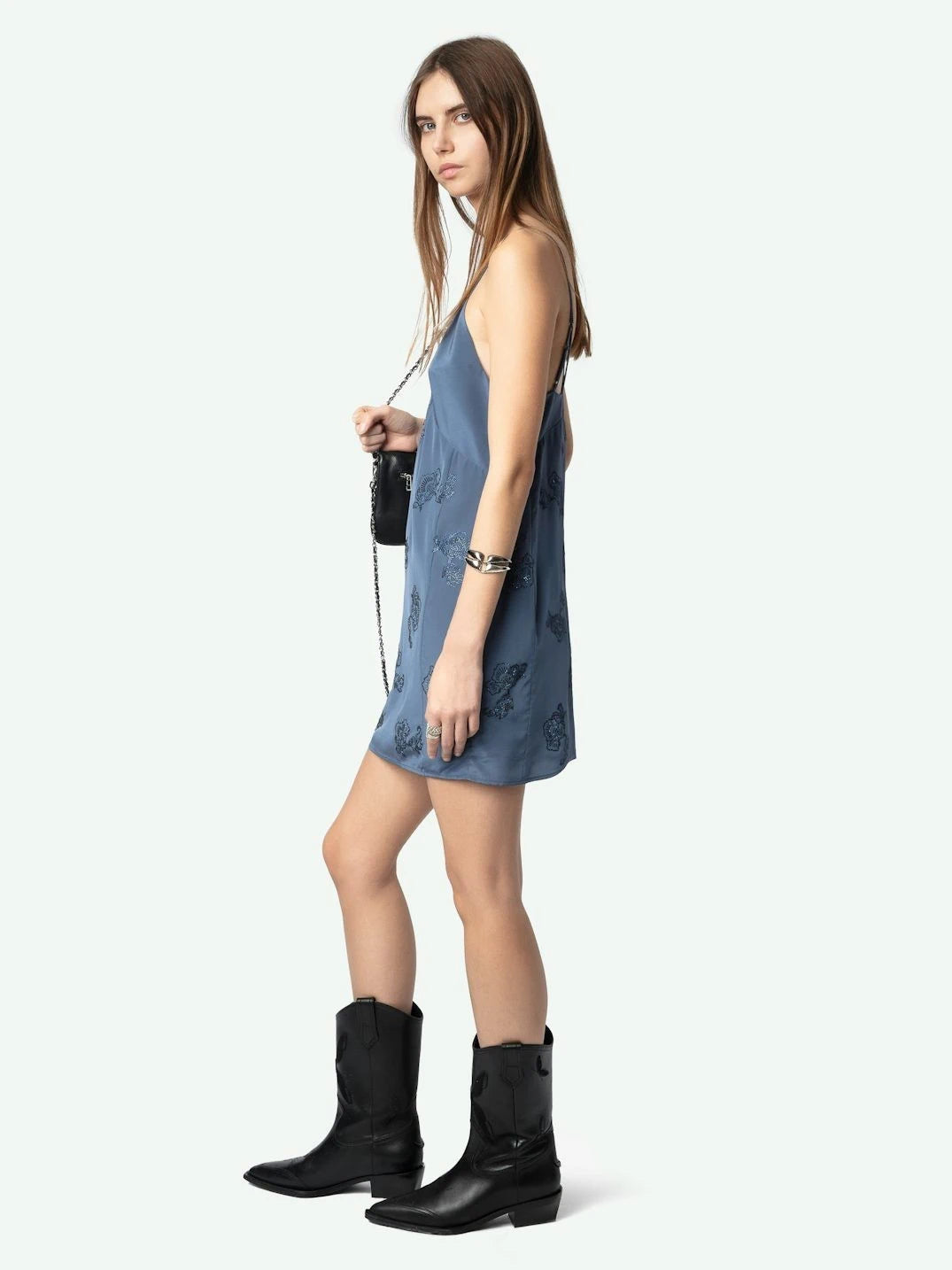 Rameli Navy Blue Silk Dress