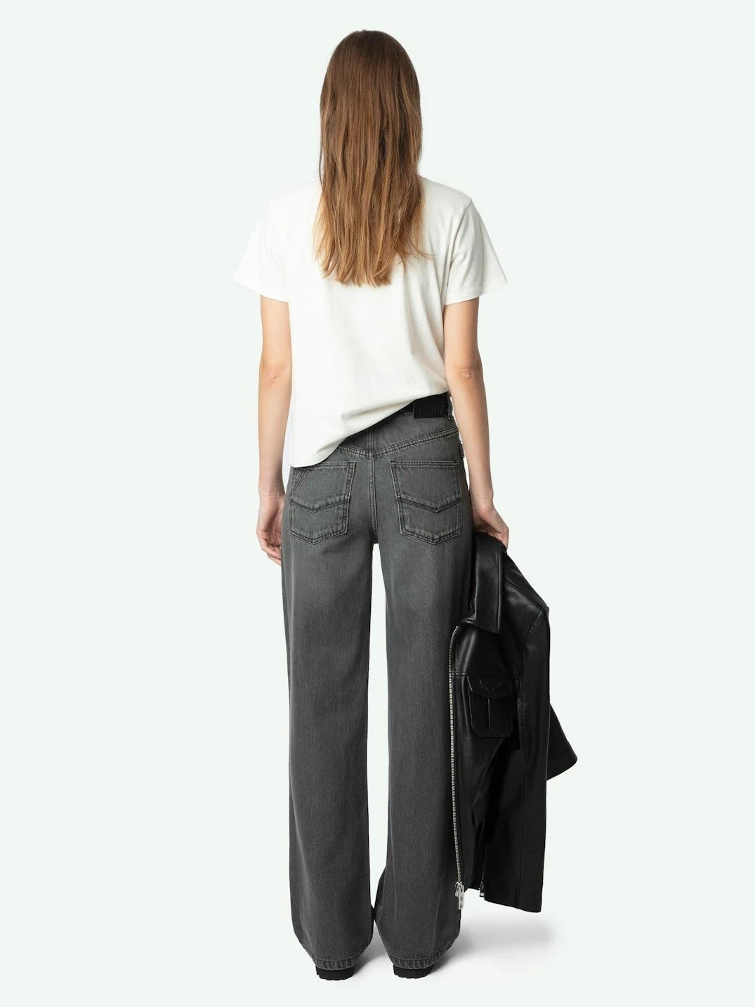 High-Waisted Grey Jeans