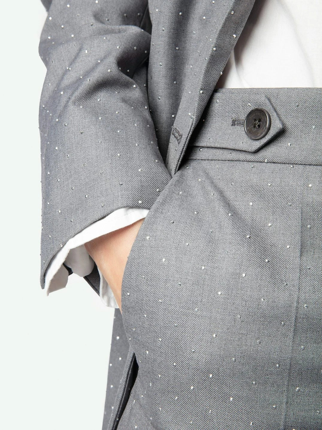 Tailored Rhinestone Grey Trousers