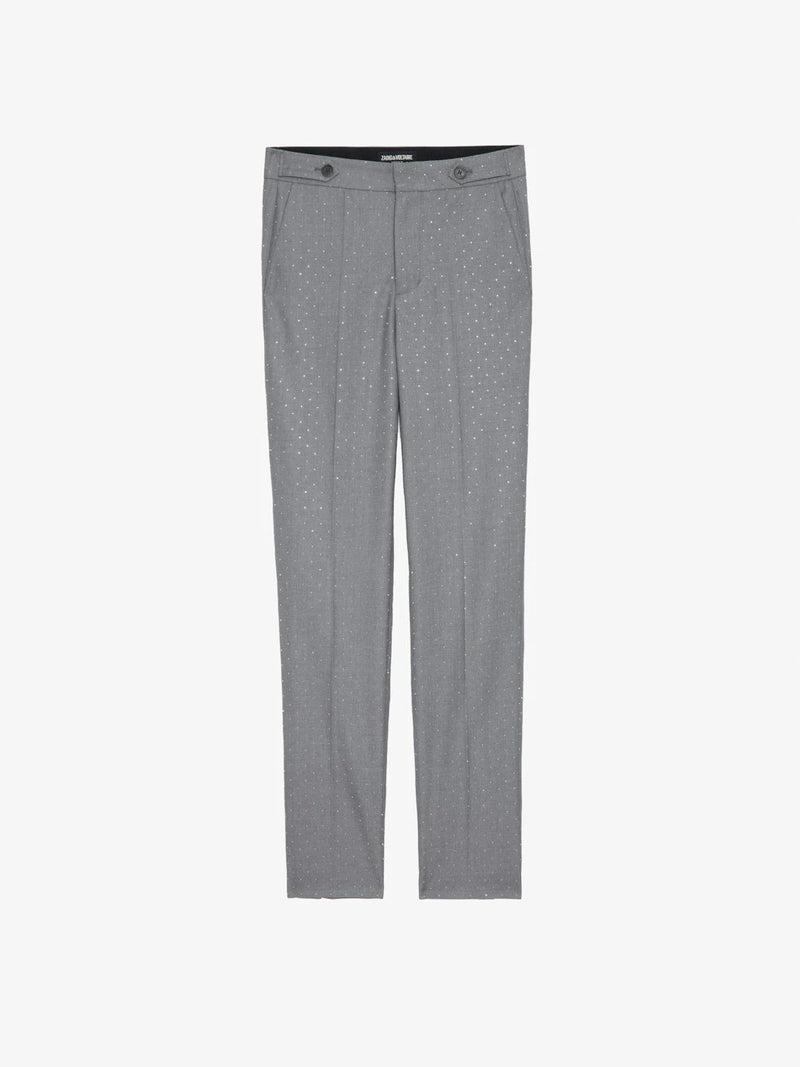 Tailored Rhinestone Grey Trousers