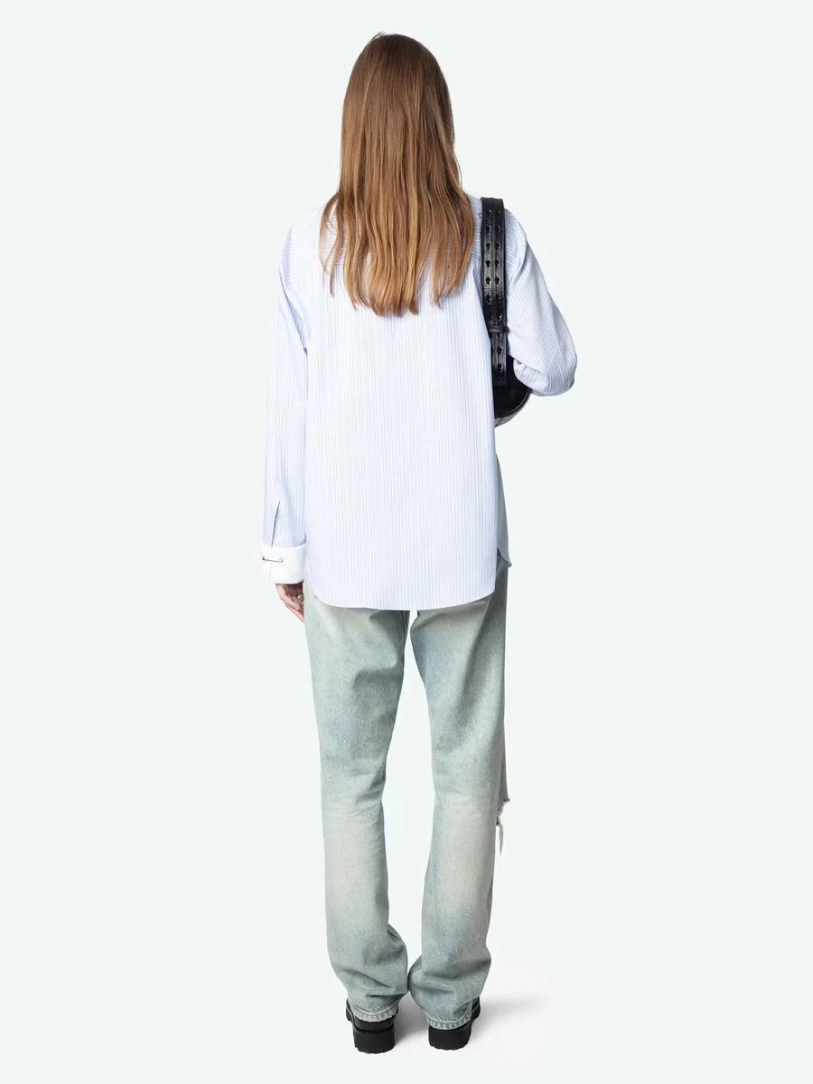 Oversized Striped Grey Shirt