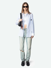 Oversized Striped Grey Shirt