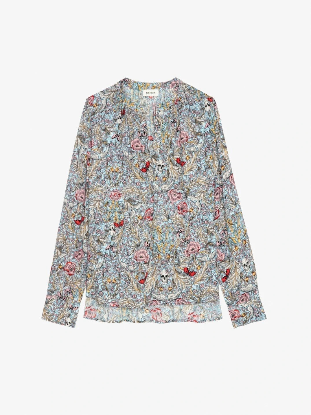British Flowers Grey Blouse