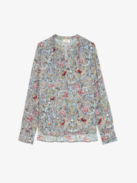 British Flowers Grey Blouse