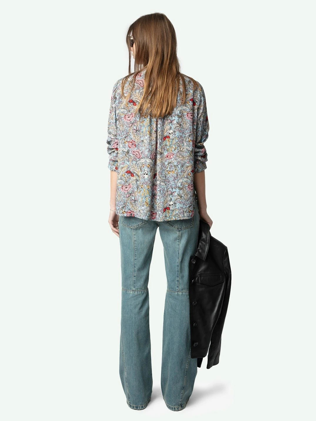 British Flowers Grey Blouse