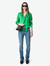 Tulba Green Satin Blouse