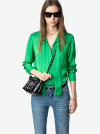 Tulba Green Satin Blouse