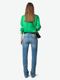 Tulba Green Satin Blouse