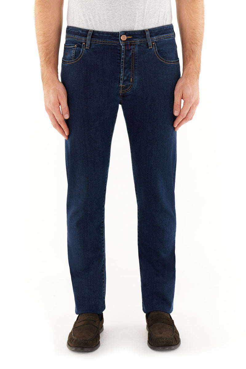 Bard LTD Regular-Slim 5 Pocket Jeans in Medium Blue Stretch Denim