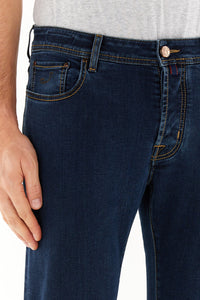 Bard LTD Regular-Slim 5 Pocket Jeans in Medium Blue Stretch Denim