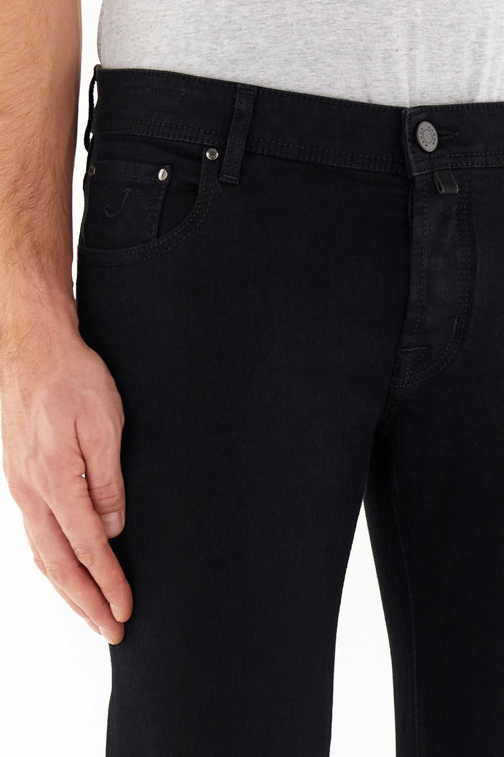 Nick Slim Super Slim 5 Pocket Jeans in Black Stretch Denim in Organic Cotton with Rinse Wash