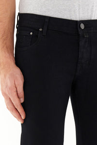 Nick Slim Super Slim 5 Pocket Jeans in Black Stretch Denim in Organic Cotton with Rinse Wash